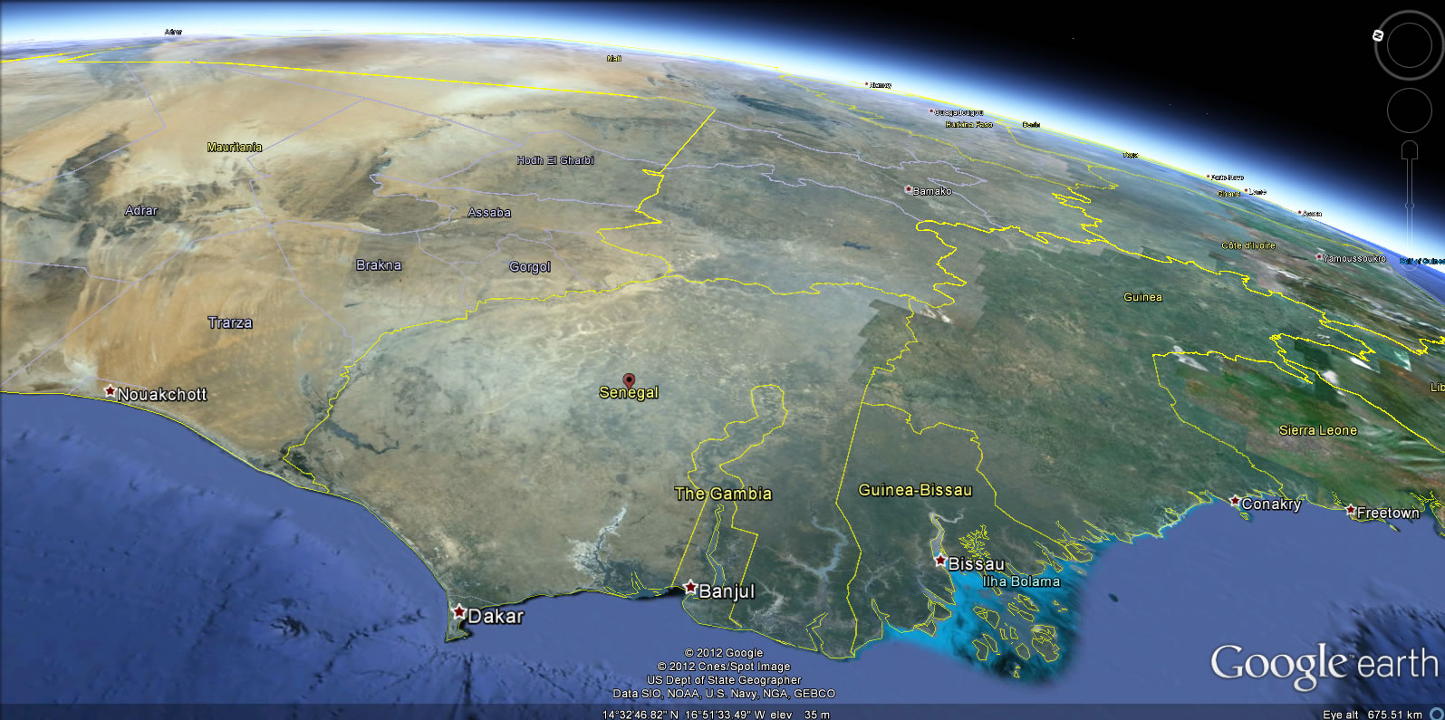 Senegal terre carte